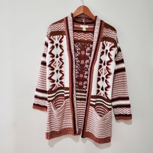 BNWOT Forever21 Aztec geometric long open cardigan small